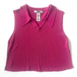 vintage Gap pink v-neck cropped rib tank top